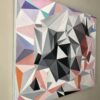 Angled Side Profile View — "Thunderstorm" Geometric Abstract Painting by Yelena Revis Side view of Thunderstorm by Yelena Revis showing crisp white gallery-wrapped edges