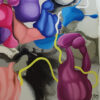Yelena Revis signature in the bottom right of Travelling Through the Unknown, beside purple forms and a yellow line