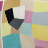 Artist Signature & Lower-Right Geometric Cube Macro — "Weightlessness" Geometric Abstract Painting by Yelena Revis Yelena Revis signature in the bottom right of Weightlessness, beside a floating cube and pastel grid