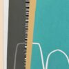 Detail of textured turquoise and mustard layers with white arches in White Night by Yelena Revis