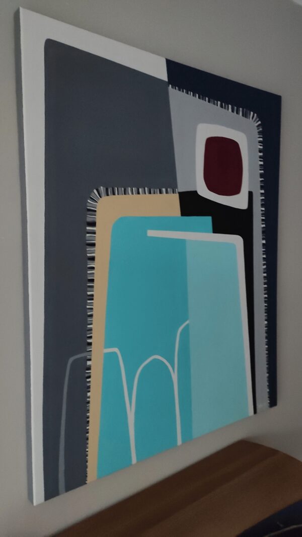 Side view of White Night by Yelena Revis showing clean white gallery-wrapped edges